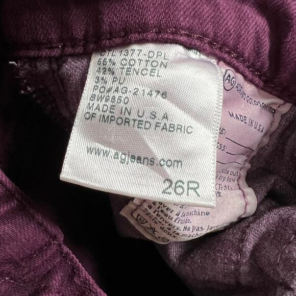Ag Adriano Goldschmied The Stevie Ankle Slim Straight Leg Maroon Purple Sz 26R - Picture 8 of 9